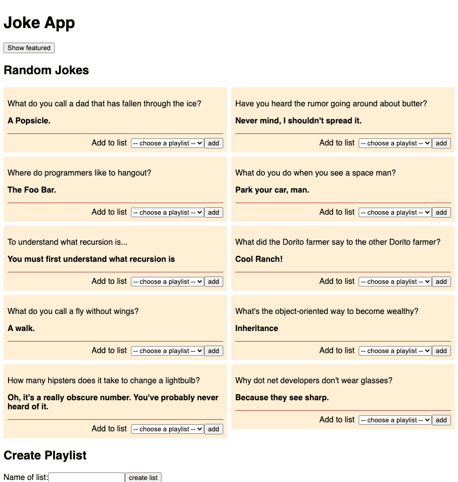 screenshot of Jokes App